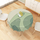 Aperturee - Aperturee Modern Green and Beige Stripe Round Tablecloth for Neutral and Earth Tone Kitchen Dining Decor